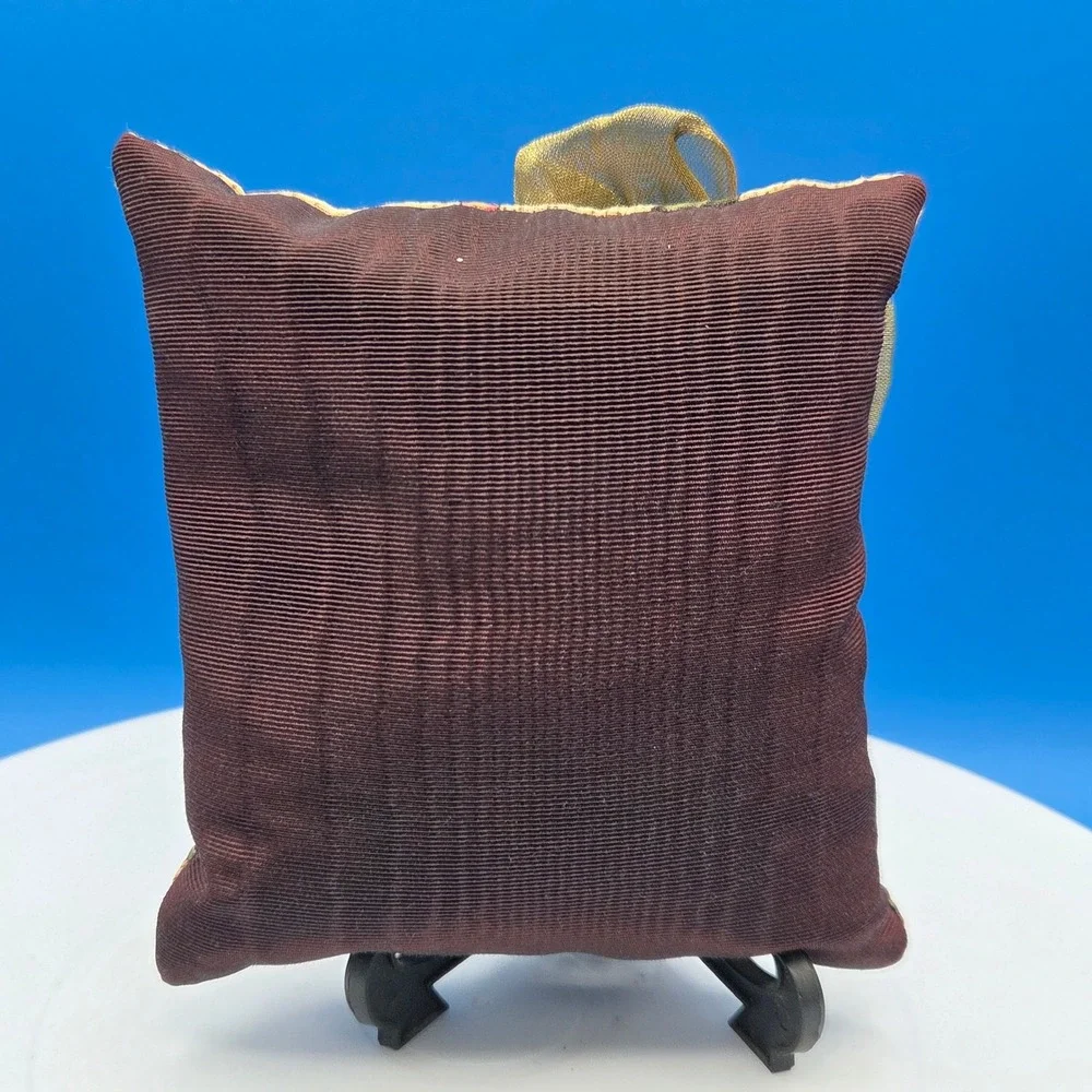 Cardinal Bird Decorative Pillow Scented Gold Bow Red Berries Christmas Decor 5in